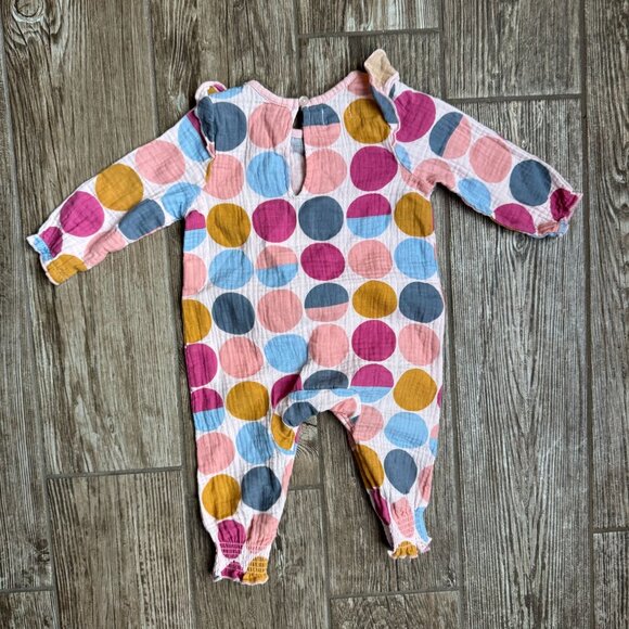 Mud Pie Baby Girl Cotton Rompers Set of 2 3-6M 6-9M Polka Dot Long Sleeve Ruffle - Picture 4 of 9
